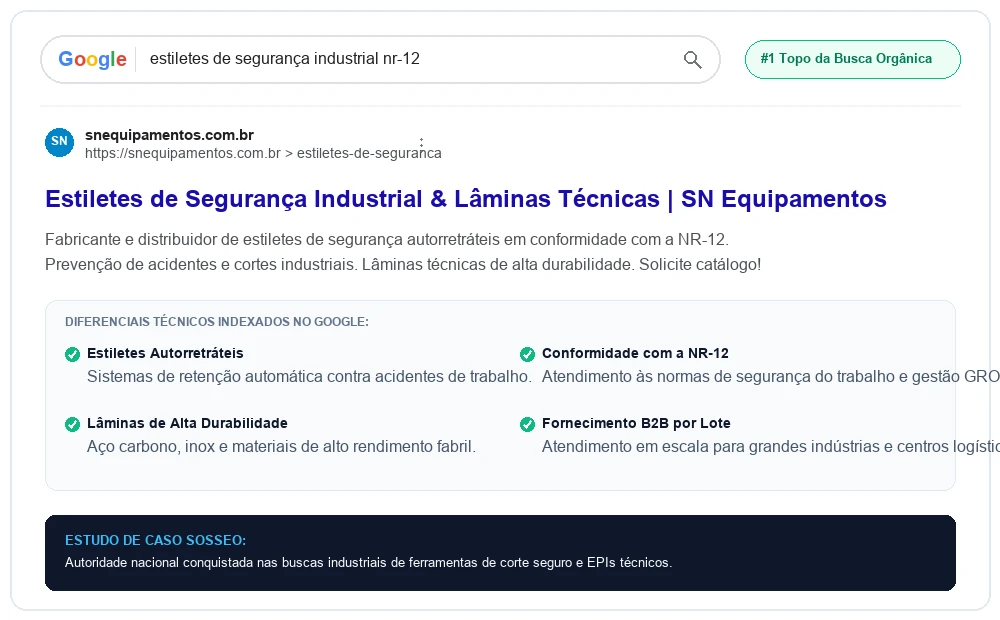 Posicionamento de Indústria B2B no Google Ferramentas Industriais de Corte & Segurança Operacional (NR-12)